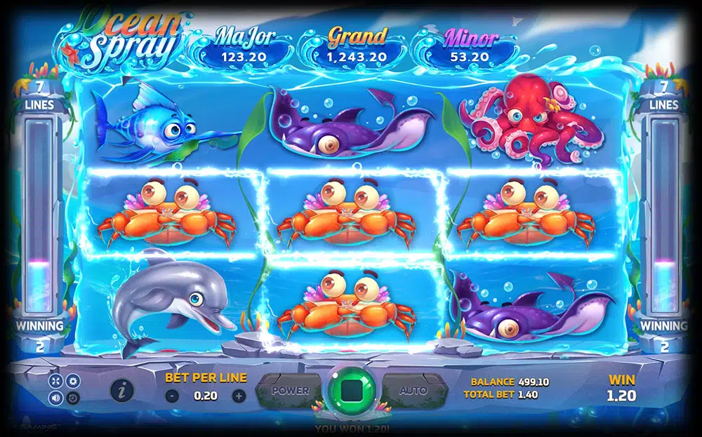 เกมมี 3 แถว 3 รีล Ocean Spray Lines