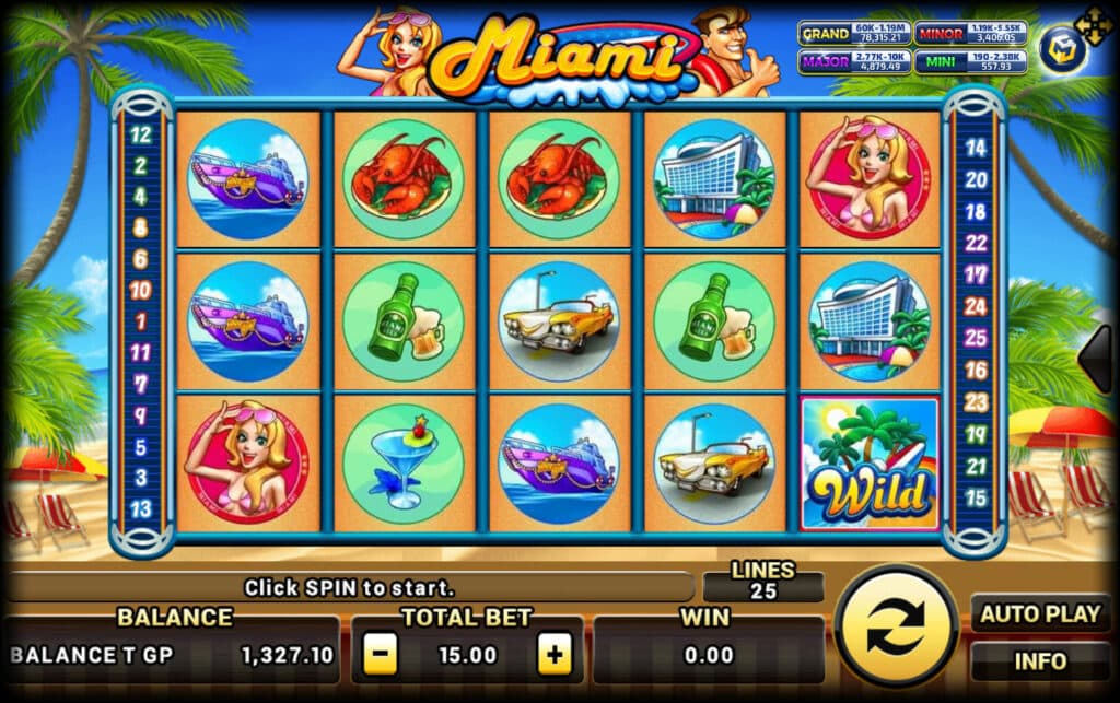 Slotxo Miami เกมมี 3 แถว 5 รีล