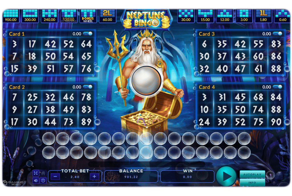 Neptune treasure bingo